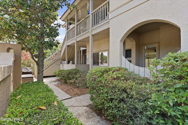 view of property exterior with stucco siding