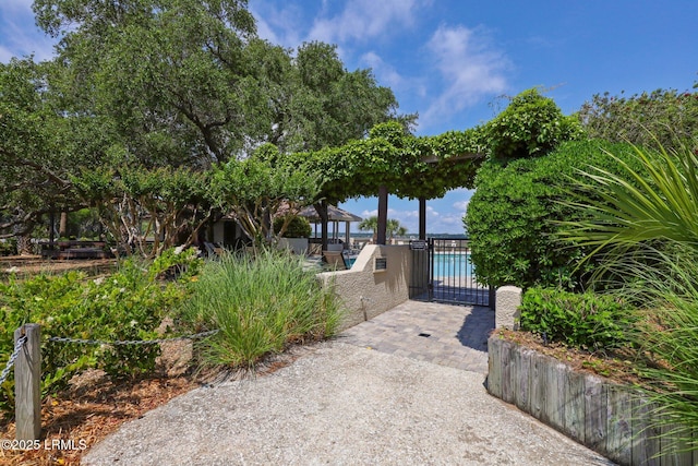 gate with fence and a gazebo