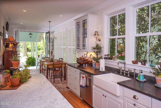 58 Wrights Point Cir, Beaufort, SC 29902 - kitchen with dishwasher, healthy amount of natural light, and white cabinetry