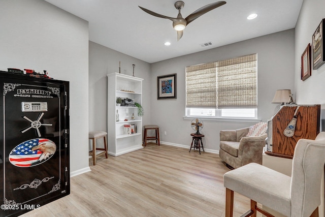 267 Cool Breeze Dr, Hardeeville, SC 29927 - living area featuring recessed lighting, visible vents, a ceiling fan, wood finished floors, and baseboards