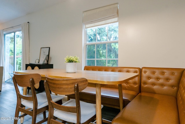 dining space featuring hardwood / wood-style flooring