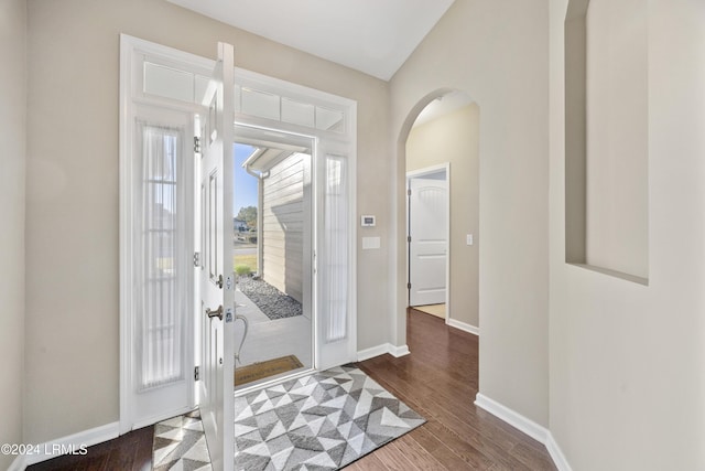 entryway featuring dark hardwood / wood-style flooring