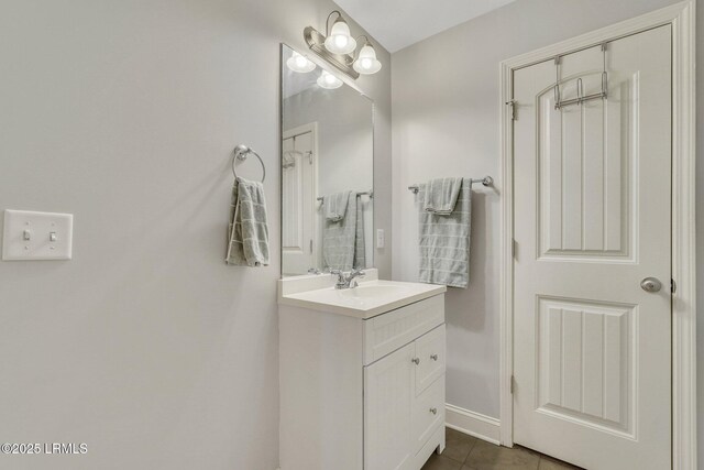 bathroom with vanity and tile patterned floors