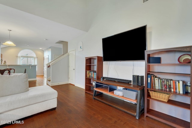 living room with hardwood / wood-style floors