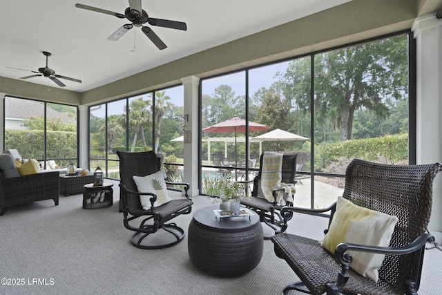 4 Halburton Cir, Bluffton, SC 29910 - sunroom / solarium with ceiling fan and an outdoor living space
