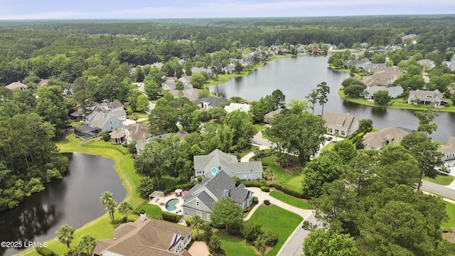 4 Halburton Cir, Bluffton, SC 29910 - aerial perspective of suburban area with a heavily wooded area and a nearby body of water