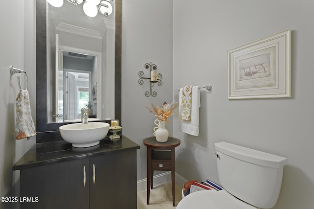 4 Halburton Cir, Bluffton, SC 29910 - bathroom featuring crown molding, vanity, toilet, and baseboards