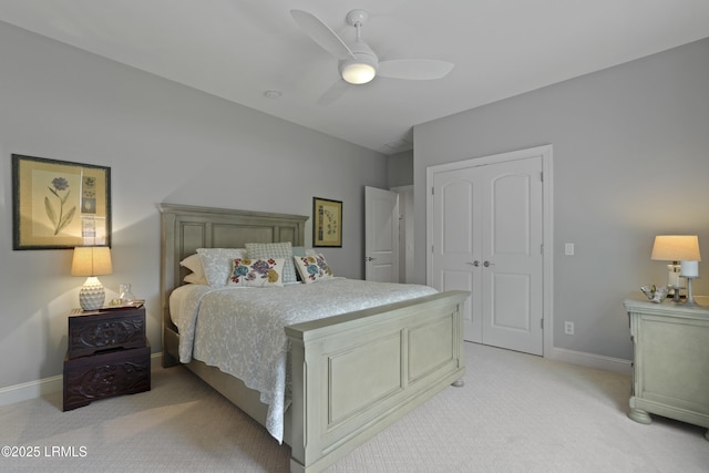 4 Halburton Cir, Bluffton, SC 29910 - bedroom featuring light colored carpet, baseboards, a ceiling fan, and a closet