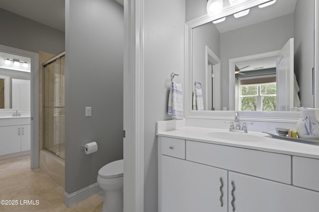 4 Halburton Cir, Bluffton, SC 29910 - full bathroom featuring vanity, bath / shower combo with glass door, toilet, and tile patterned floors