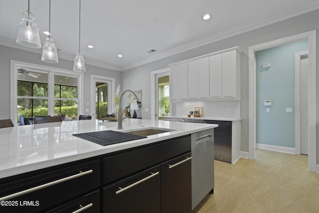 4 Halburton Cir, Bluffton, SC 29910 - kitchen featuring a sink, dark cabinets, plenty of natural light, pendant lighting, and recessed lighting