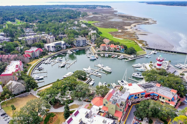 11 Lake Forest Dr Unit 3360, Hilton Head Island, SC 29928 - drone / aerial view of a marina and a large body of water