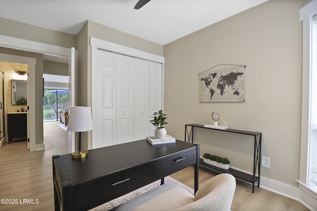 11 Lake Forest Dr Unit 3360, Hilton Head Island, SC 29928 - office with light wood-type flooring and ceiling fan
