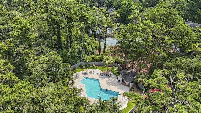 11 Lake Forest Dr Unit 3360, Hilton Head Island, SC 29928 - bird's eye view of a pool and a forest