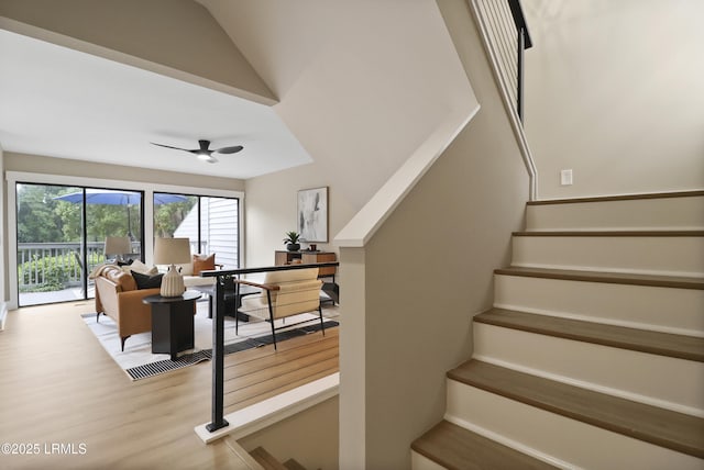 11 Lake Forest Dr Unit 3360, Hilton Head Island, SC 29928 - staircase with wood finished floors and a ceiling fan