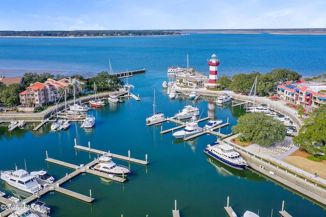 11 Lake Forest Dr Unit 3360, Hilton Head Island, SC 29928 - drone / aerial view of a large body of water and a marina