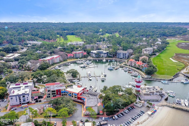 11 Lake Forest Dr Unit 3360, Hilton Head Island, SC 29928 - bird's eye view of a marina and a nearby body of water