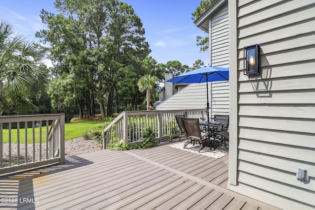 11 Lake Forest Dr Unit 3360, Hilton Head Island, SC 29928 - deck with outdoor dining area and a yard