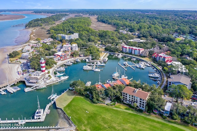11 Lake Forest Dr Unit 3360, Hilton Head Island, SC 29928 - bird's eye view of a marina and a nearby body of water