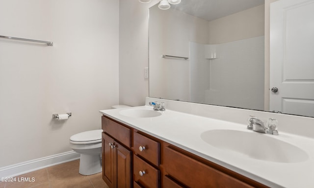 bathroom with vanity, tile patterned floors, and toilet