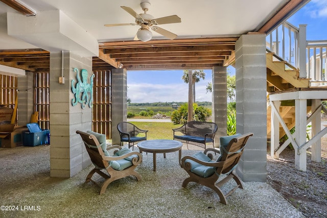 view of patio / terrace featuring ceiling fan