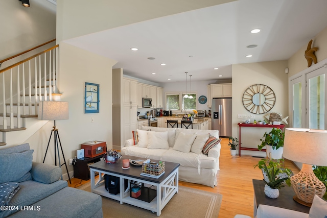 living room featuring light hardwood / wood-style floors