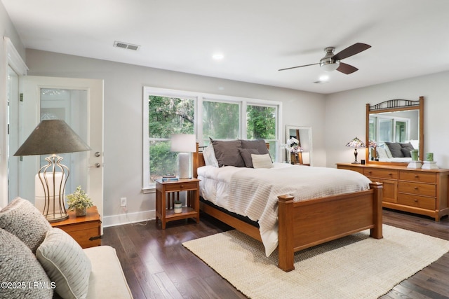 30 Longwood Dr, Okatie, SC 29909 - bedroom with dark wood-style flooring, recessed lighting, baseboards, and ceiling fan