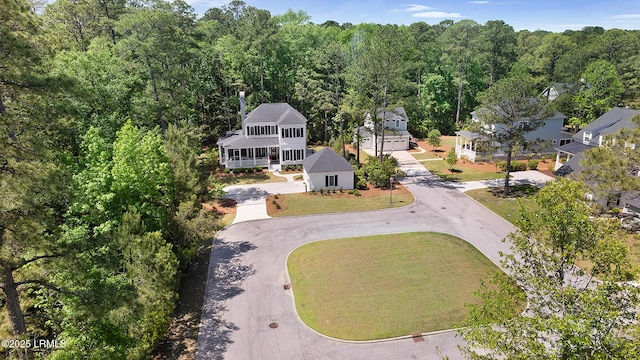 bird's eye view with a view of trees