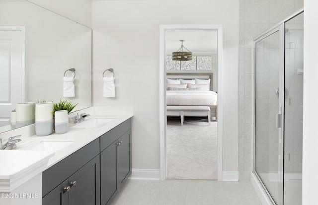1118 Salty Hammock Ct, Beaufort, SC 29902 - bathroom featuring ensuite bath, double vanity, a tile shower, and tile patterned flooring