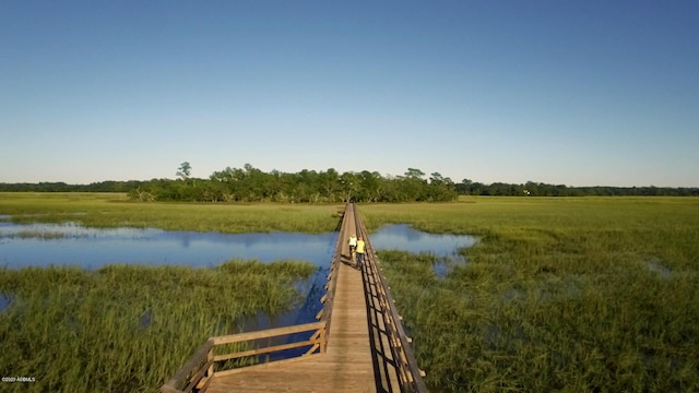 dock area with a water view