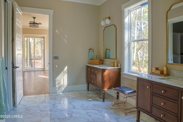 bathroom with vanity and a wealth of natural light