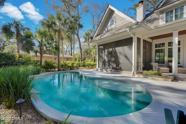 18 Baynard Cove Rd, Hilton Head Island, SC 29928 - outdoor pool featuring a patio and a sunroom