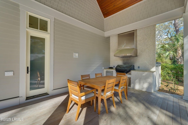 18 Baynard Cove Rd, Hilton Head Island, SC 29928 - wooden terrace featuring grilling area and outdoor dining space
