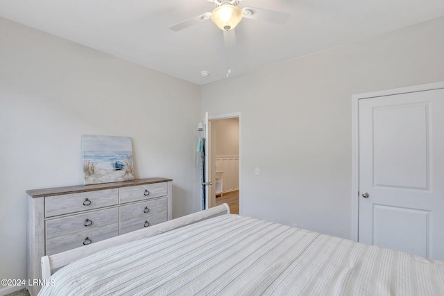 bedroom featuring ceiling fan