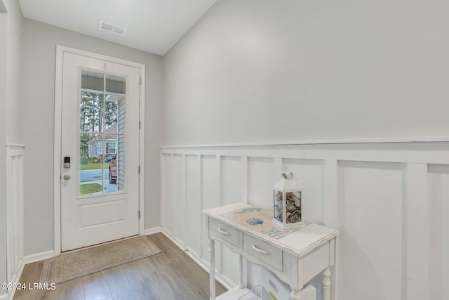 doorway to outside featuring light hardwood / wood-style flooring