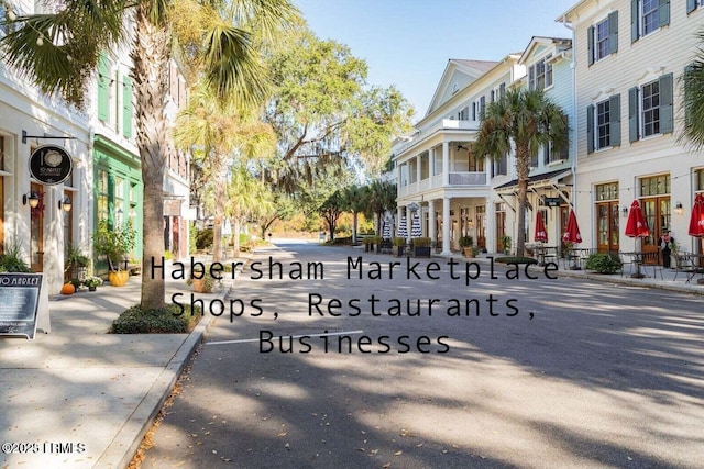 view of street featuring sidewalks and curbs