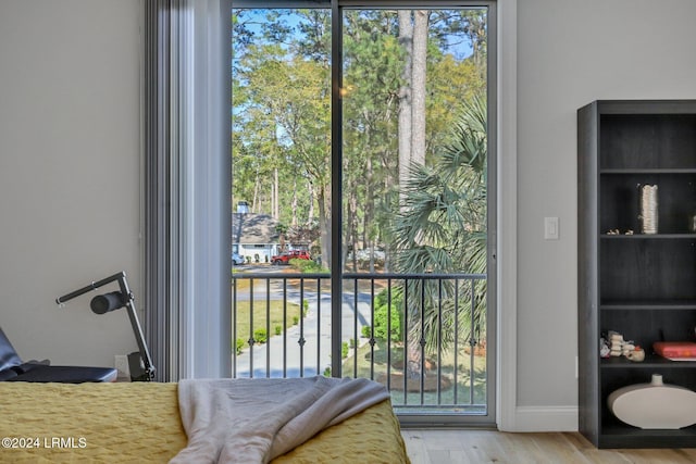 bedroom featuring light wood-type flooring