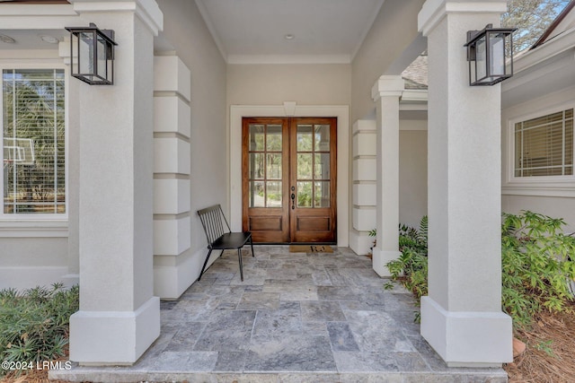 doorway to property with french doors