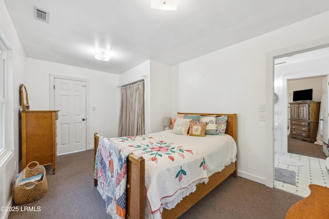 bedroom with carpet flooring and visible vents