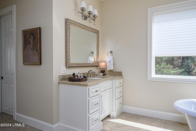 bathroom featuring vanity and tile patterned floors