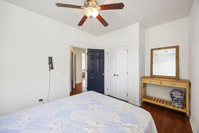 1470 Ashley Gardens Blvd, Charleston, SC 29414 - bedroom featuring dark wood finished floors, a closet, and a ceiling fan