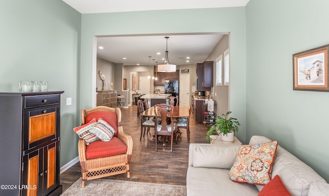 living room featuring dark hardwood / wood-style flooring