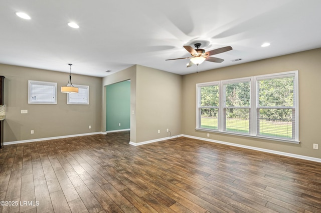59 Gatewood Ln, Bluffton, SC 29910 - empty room with a ceiling fan, dark wood finished floors, and recessed lighting