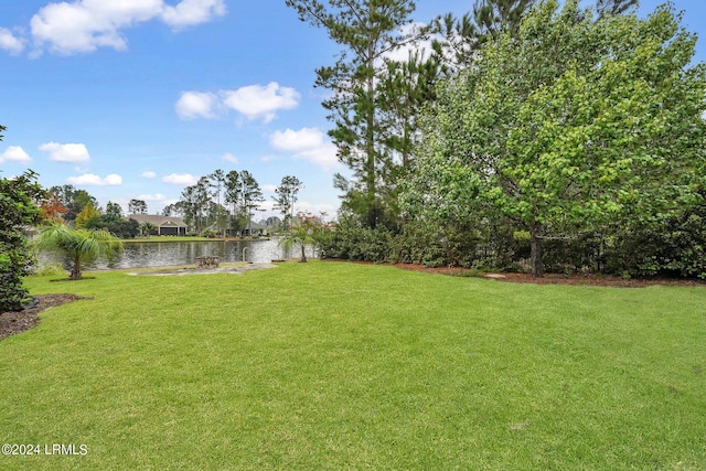 view of yard featuring a water view