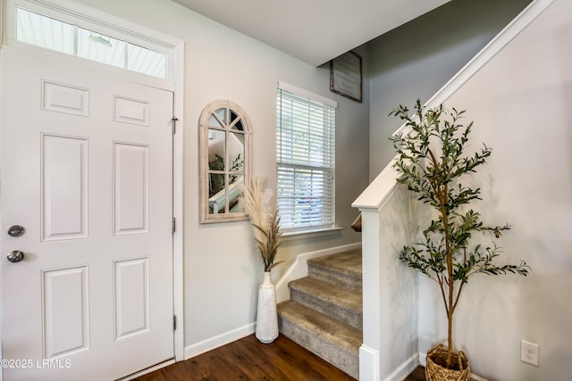 83 Plumgrass St, Bluffton, SC 29910 - foyer entrance featuring stairway and dark wood-style flooring