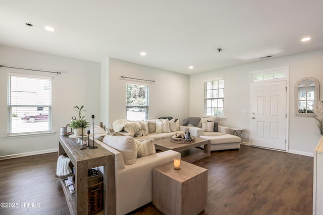 83 Plumgrass St, Bluffton, SC 29910 - living room featuring dark wood-style floors and recessed lighting