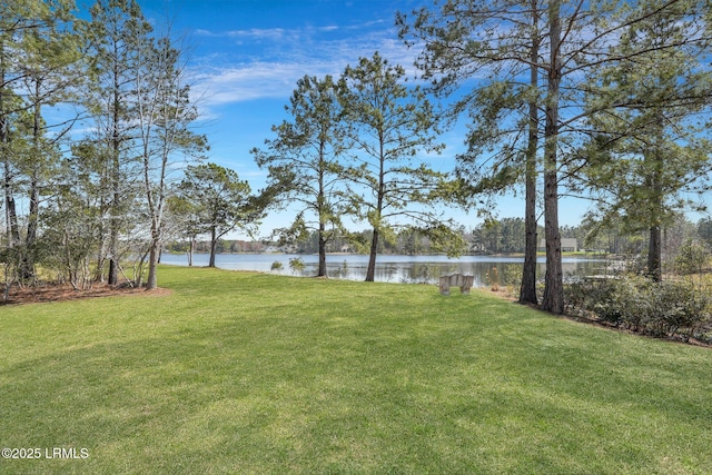 view of yard featuring a water view