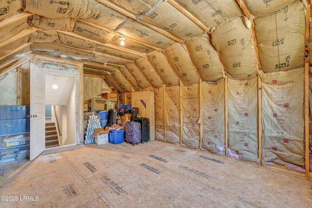 view of unfinished attic