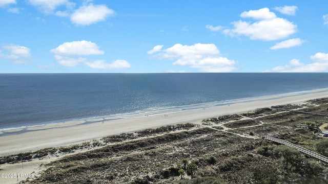 view of water feature with a view of the beach