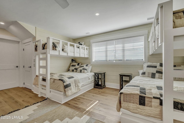 bedroom with light hardwood / wood-style flooring