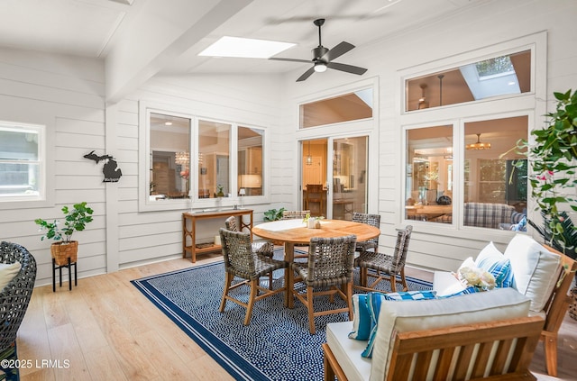 1 Wild Magnolia Ct, Okatie, SC 29909 - sunroom / solarium with a skylight, a ceiling fan, and an outdoor hangout area
